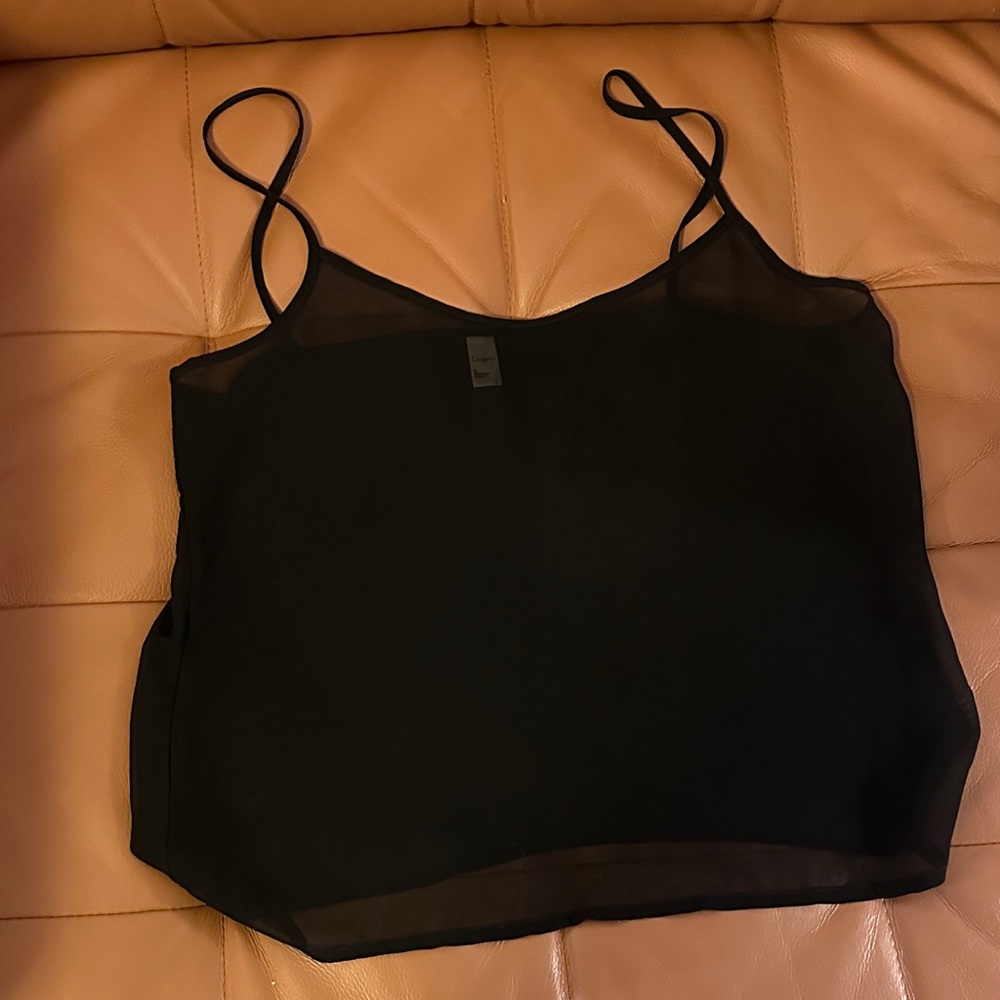 American Apparel Black Sheer-Trim Spaghetti Strap Camisole